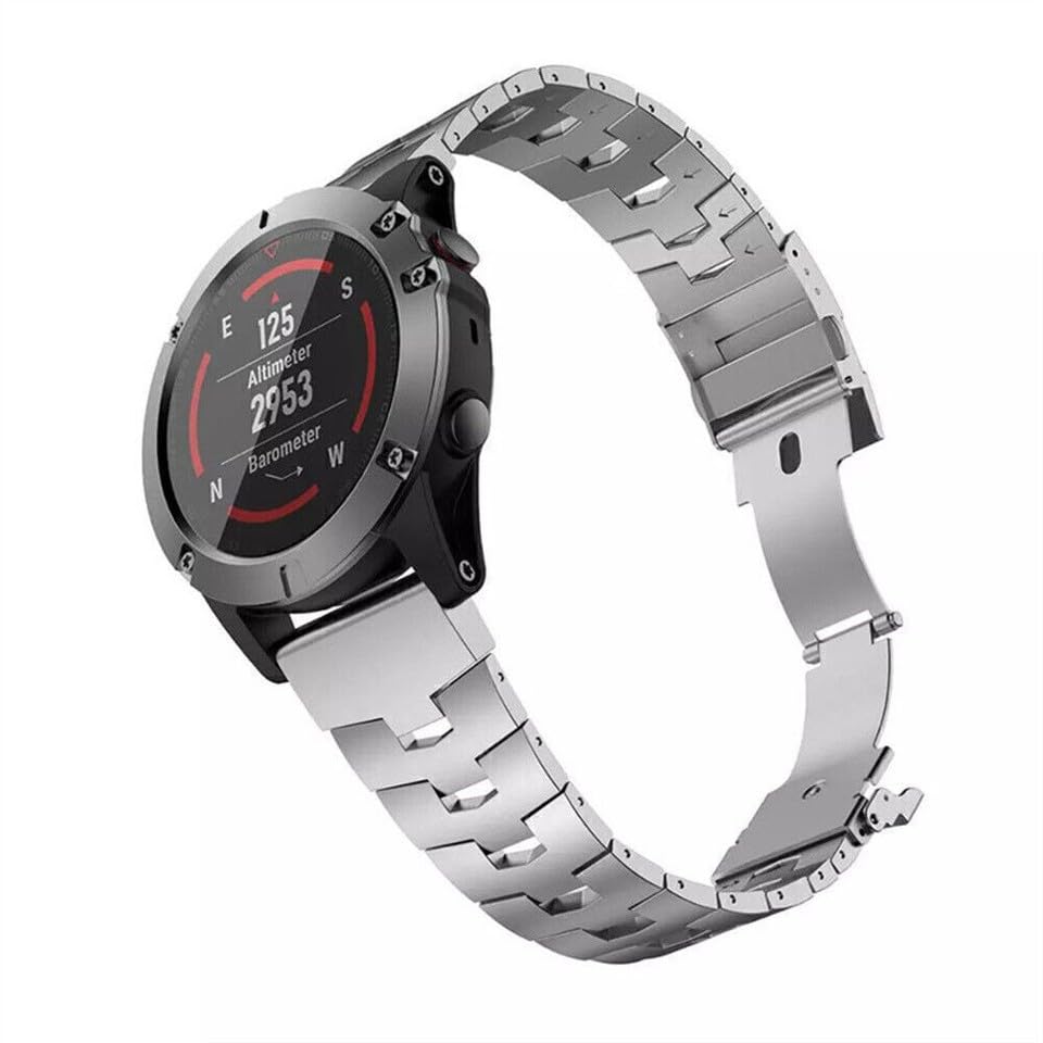 Generic Kompatybilny z Garmin D2 Charlie (26 mm (kolor: srebrny metalowy pasek do zegarka etui
