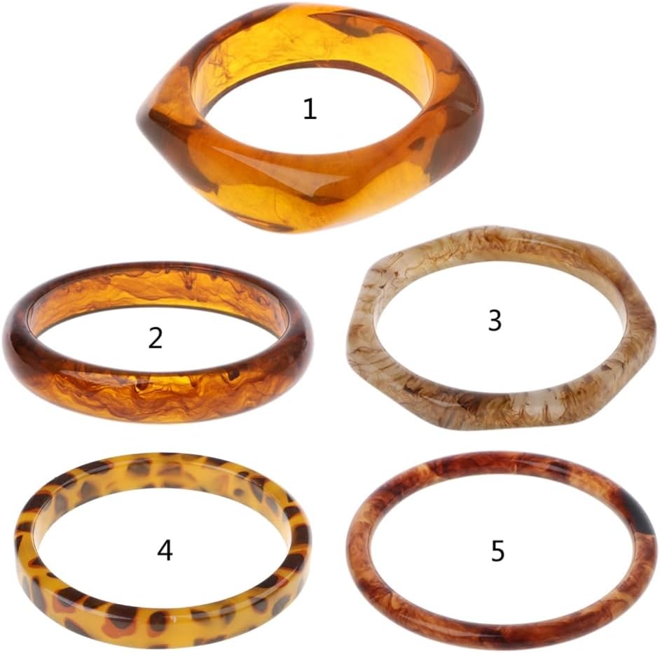 Fashion Bracelet, Brown Leopard Mottled Bangle All-match Polygon Resin Bracelet for Wedding Engagement Party Anniversaries - Image 3