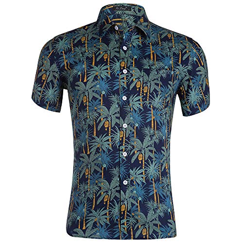 Playa hawaiana 3D Joyjorya, XiaoXian para hombre, manga corta, bolsillo frontal, casual, playa, vacaciones, playa, aloha, camisas de manga corta para hombre a XL
