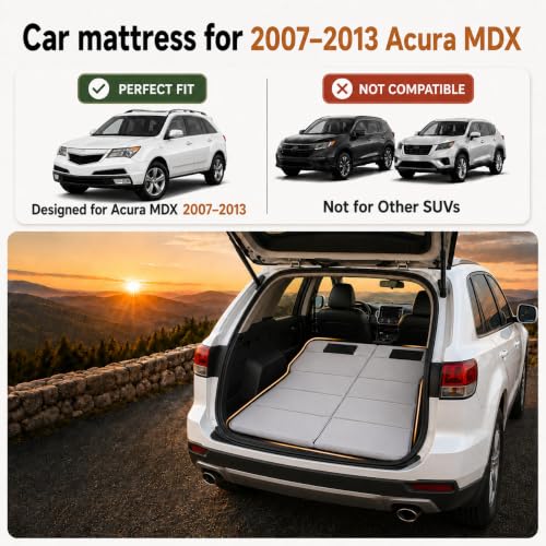 Image of Car Mattress for 2007-2013 Acura MDX, Upgraded Non-Inflatable Thickened Foam SUV Car Camping Mattress, Foldable Trunk Sleeping Pad Car Bed Mattress for Road Trips Camping Travel