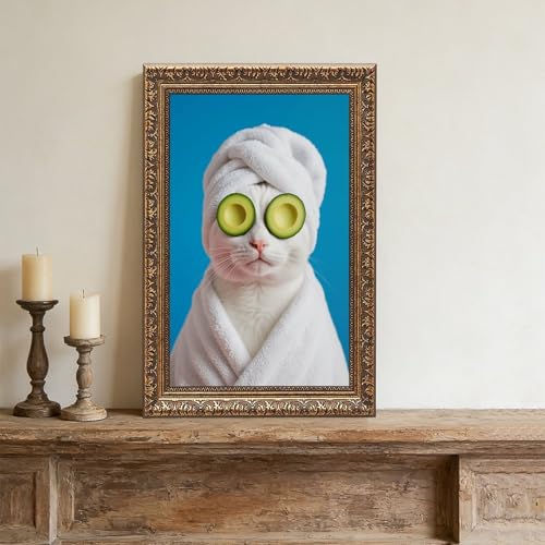 Affiche chat cadeau rétro idéal avec son cadre doré - 4