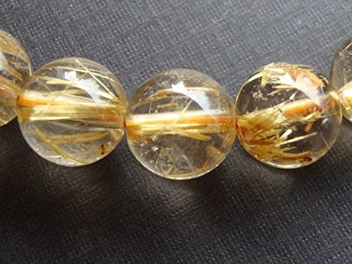 Quartz rutile doré perles 9mm pour créer vos bracelets bien-être au quotidien