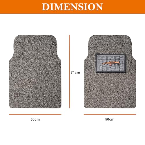 Image of CONTINENTAL [Duramat Curly] Universal Driver Side & Passenger Side Car Mat only - Premium Waterproof PVC Cushions Car Floor Mat for All Cars (Pack of 2 - Grey & Black).