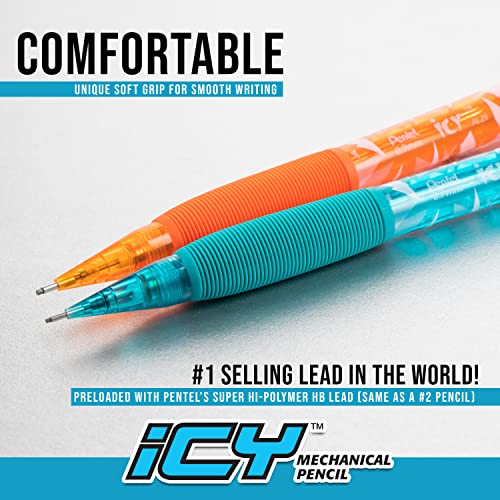 Pentel Icy Automatic Pencil, (0.5Mm), Gray Barrel, Box Of 12 (Al25Ta) #TOP2