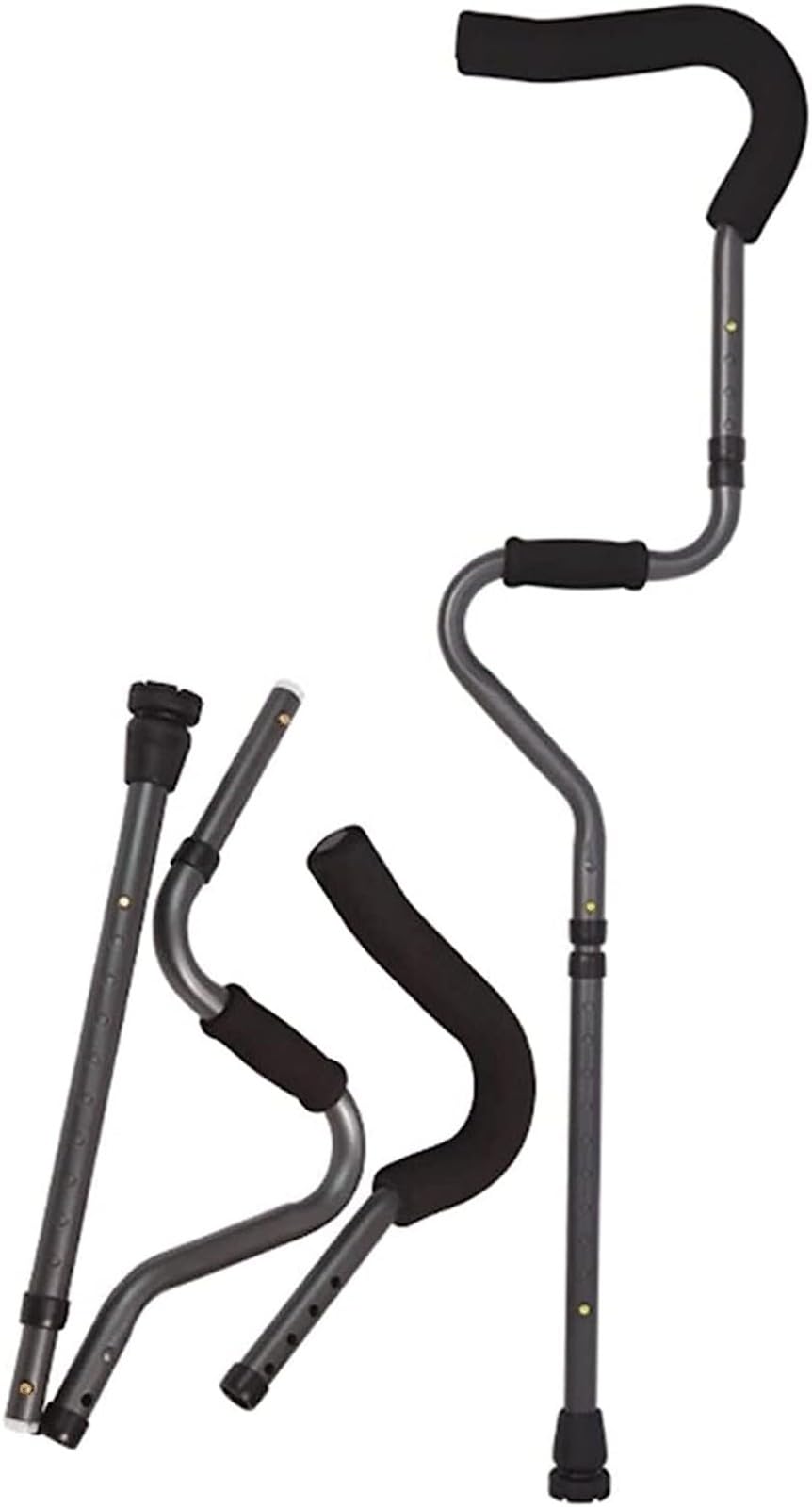 FLYUFO Muletas Ortopédicas Regulables En Altura, Muletas de Codo de Aluminio, Muleta de antebrazo para Adultos, Goma Antideslizantes Resistentes para Hombres/Mujeres/Ancianos 1 Unit