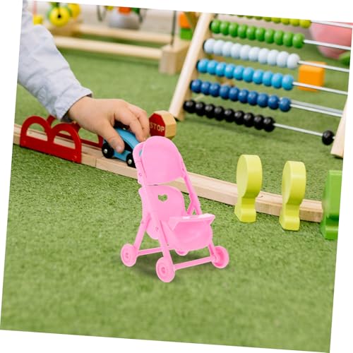 VICASKY 4 Stück Teiliges Mini Puppenwagen aus Kunststoff Realistische Buggy Spielzeuge für Rollenspiele Kindgerechtes Zubehör Kreativität und Fantasie Pinke Puppenwagen Modelle – Bild 3