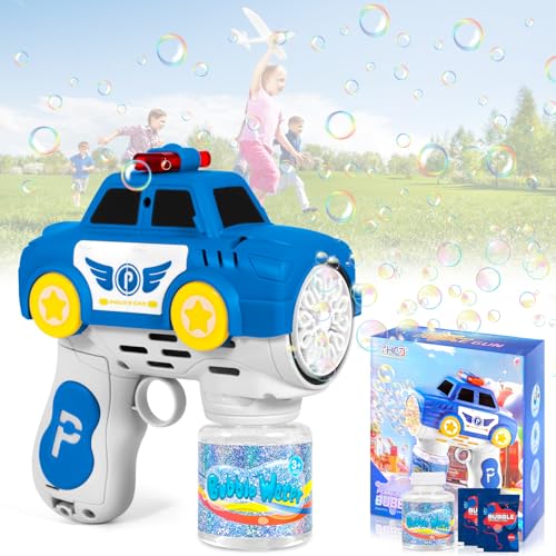 AQXONG 12 Hoyos Pistola de Pompas de Jabón, Pistola de Burbujas con luz LED, Más de 4000+ Burbujas/Minuto, Pistola de Burbujas Automática, Maquina de Burbujas, Niños/Cumpleaños/Recuerdos de Fiesta