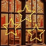 TNMOO 3 Cortina Luces Navidad Estrellas, Luces de Cortina de Ventana Decoracion para Boda Fiesta Cumpleaños
