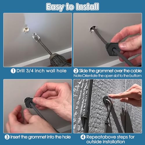 Saillong Kit de Enrutamiento de Cable 2 Piezas Compatible con Starlink Ethernet Cable Grommet de Goma para Agujero de Pared de 3/4 Pulgada Compatible con Adaptador de Router de Pared Starlink (Negro) miniatura 6
