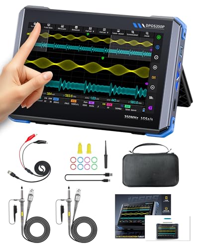 4-in-1 Tablet Oscilloscope 350MHz, WapoRich Digital Oscilloscope with Signal Generator, Spectrum Analyzer, Frequency Response Analyzer, 2 Channel, 1 GSa/s - DPOS350P