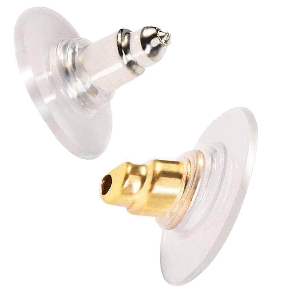 DIY Crafts Pairs Bullet Clutch Earring Backs with Pad Earring Safety Backs (Silver Gold Clear & Flat Clear More!) (Pack of 500 Pcs, Small Size Clear)