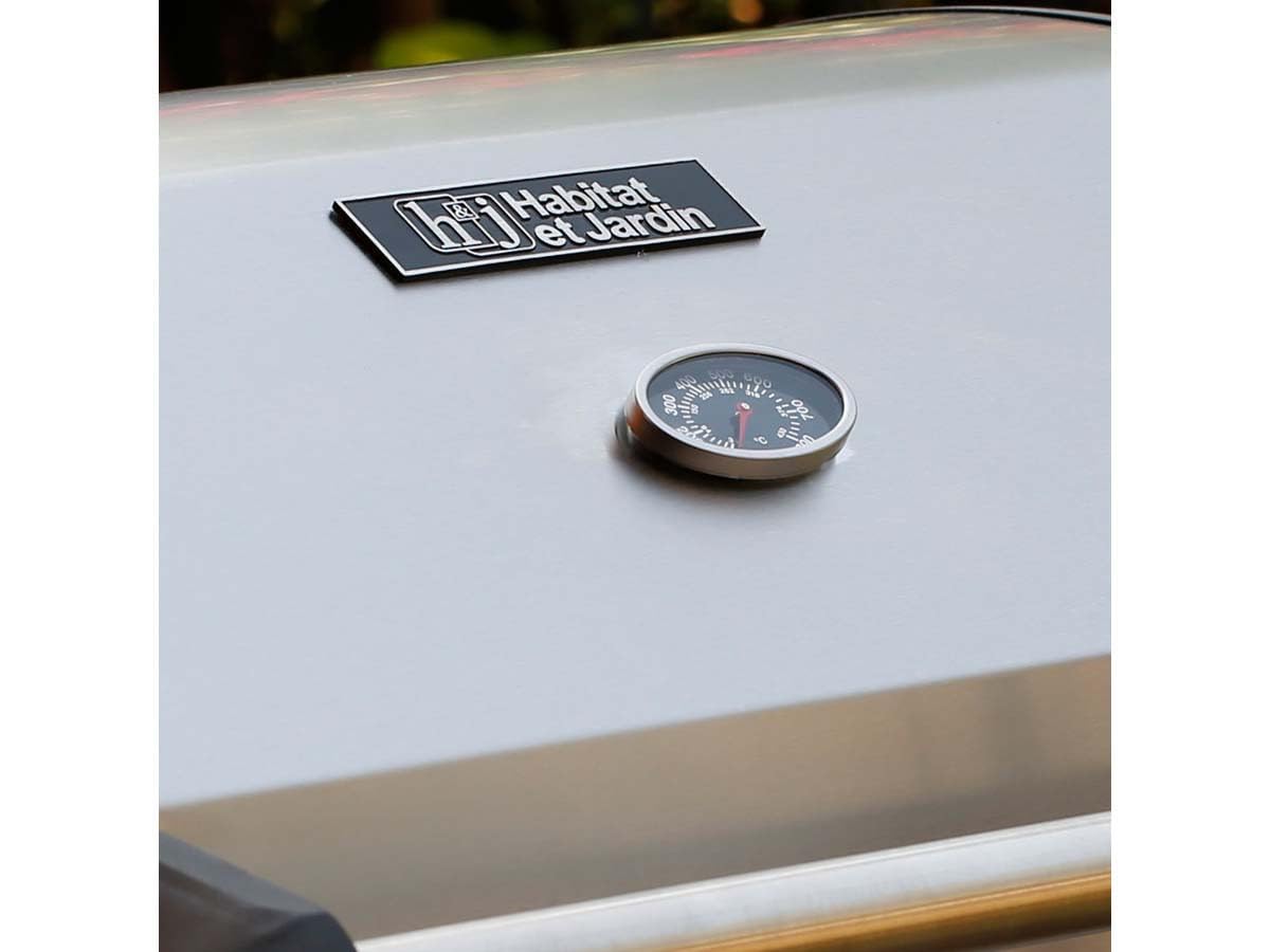 Barbecue Gaz avec LED Bingo 4" - 4 brûleurs Dont 1 latéral - 14kW + Housse Protection - Argenté