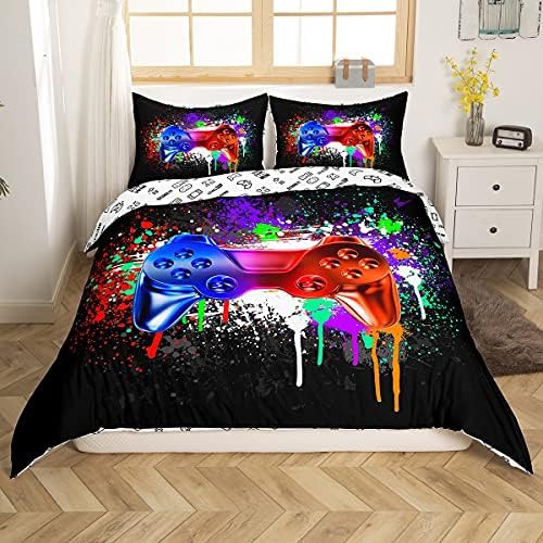 Loussiesd Rainbow Bedding Set for Girls Colorful Stripes Design Duvet Cover Red Orange Yellow Green Blue Purple Bedclothes Single Children Teens 1 Duvet Cover with 1 Pillowcase, Soft Microfiber