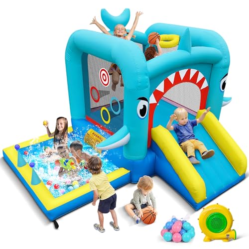 Culaluva Inflatable Bounce House: Jump Bouncer Castle Slide Combo - 7 in 1 for Kids 3-6 - with 370W Blower - for Indoor Outdoor Play