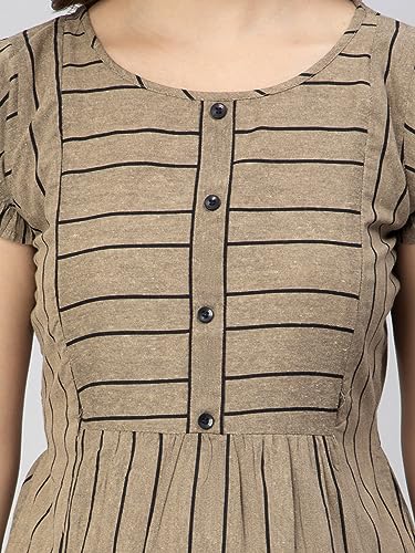 Image of CEE 18 Women's Cotton Rayon A-Line Maternity Feeding Kurti with Zippers(9937 38,Joyous Grey,M)