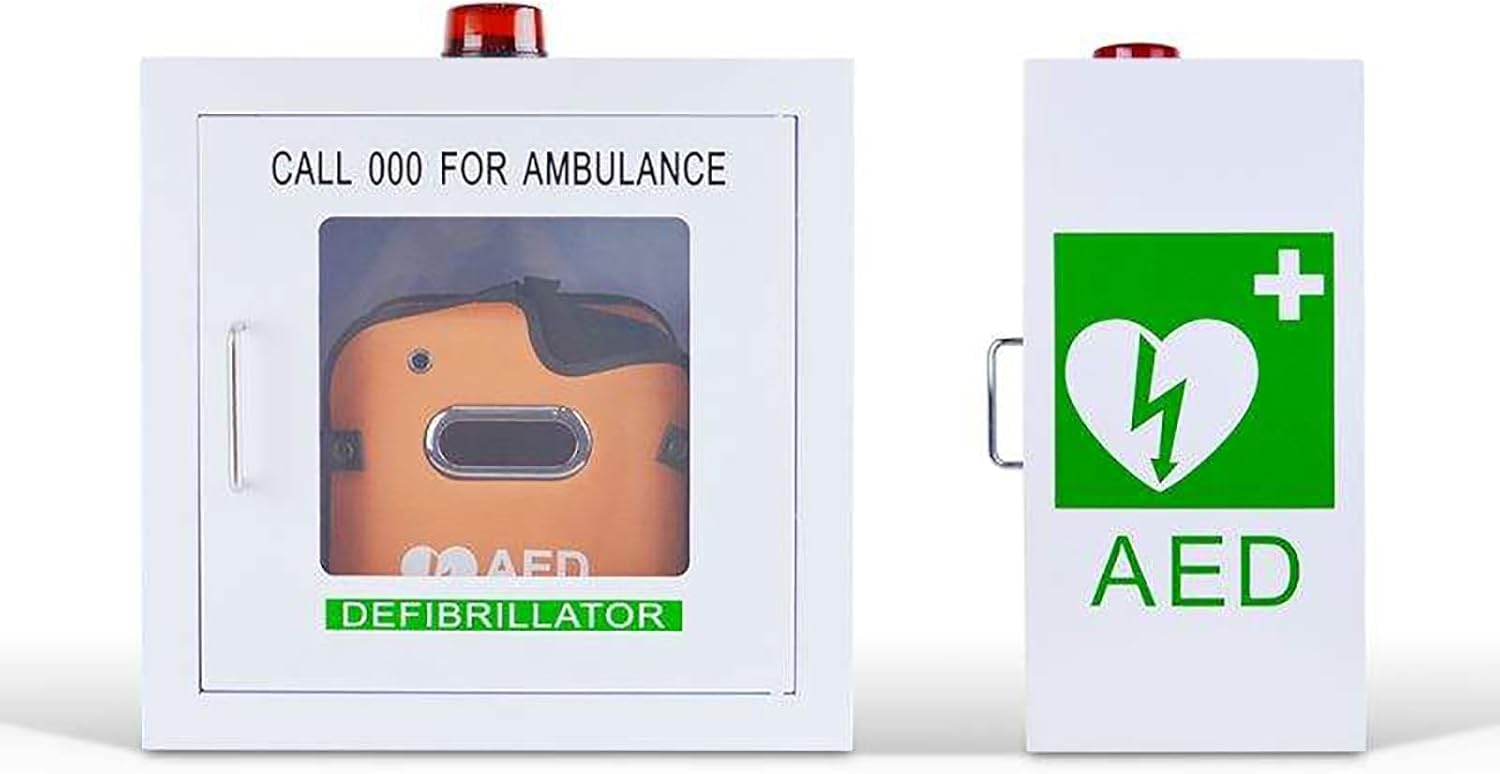 Gabinete DEA, Gabinete de almacenamiento para desfibrilador DEA, Desfibrilador cardíaco, con sistema de alarma, Se adapta a la mayoría de los modelos DEA, para oficina, hogar de ancianos, autobús