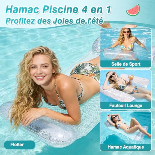 Hamac flottant piscine CYFIE lot de 2 matelas gonflable ergonomique - 5