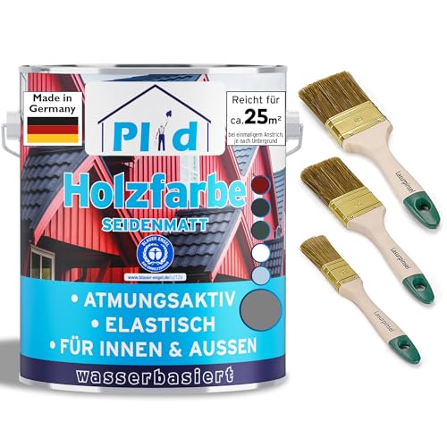PLID® Peinture pour bois - Gris argenté - Pour l'intérieur et l'extérieur - Peinture de protection contre les intempéries - Gris argenté - Peinture de protection durable du bois - Peinture pour bois -