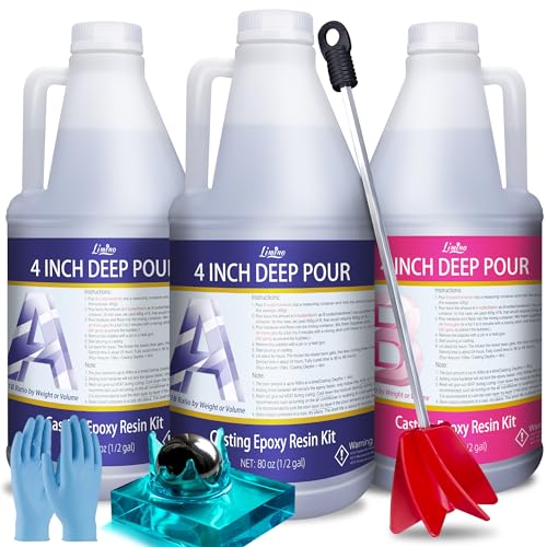 Limino SKU01078 Deep Pour Epoxy Resin Kit - 240Oz Bubbles Free Epoxy Resin For 2-4 Inch Pour Depths - 2:1 Crystal Clear Self-Leveling Casting Resin For River Tables, Flower Preservation, Resin Art, Wood Casting cover