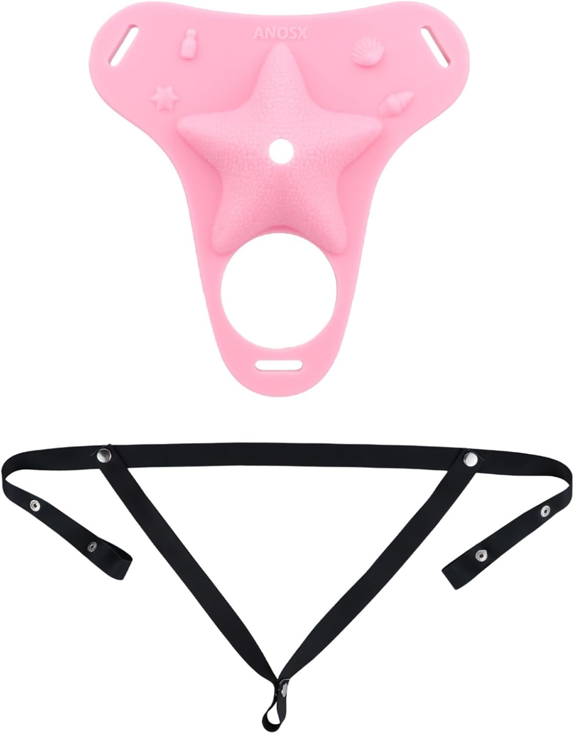 Wearable Male Chastity Device Penis Cage Liquid Silicone Penis Bondage Cock Cage, Starfish Texture Chastity Cock Cage Adult Sex Toy for Men (Black Belt)