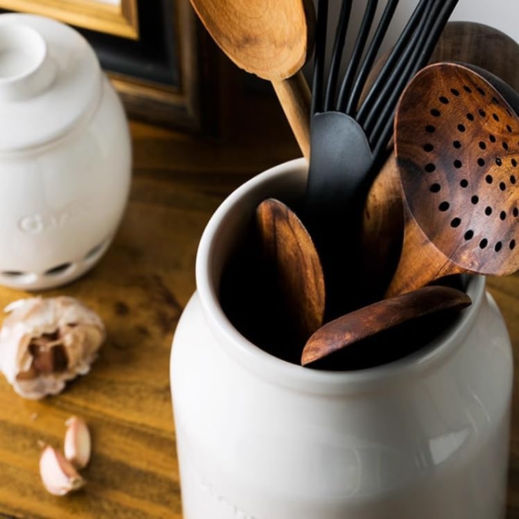 キッチン用品ホルダー カウンタートップ用キッチン用品ホルダー 6.8インチ 大型キッチンキャディオーガナイザー セラミック調理器具