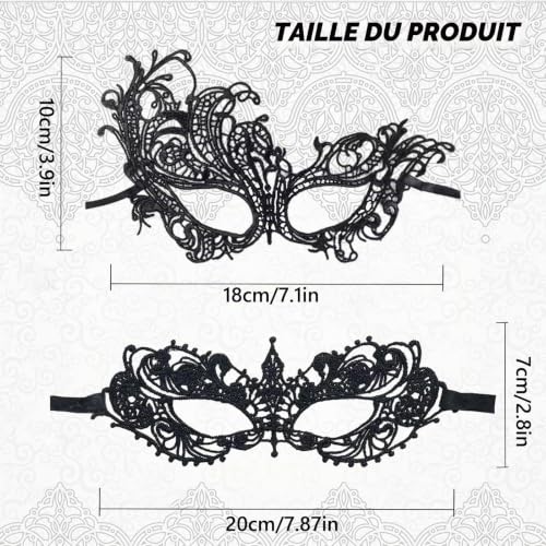 Makoto Nobu Masque pour Les Yeux en Dentelle, Bandeau Yeux Sexy, Women's Sexy Flexible Lace Masks Eye-mask for Ball Party Venetian Masquerade Costume – vue 2