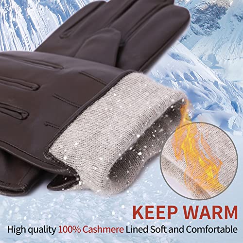MGGMOKAY Mens Luxury Nappa Lambskin Leather Gloves Cashmere Lining | Touchscreen Men Leather Gloves Warm Soft for Cold Weather - Image 3