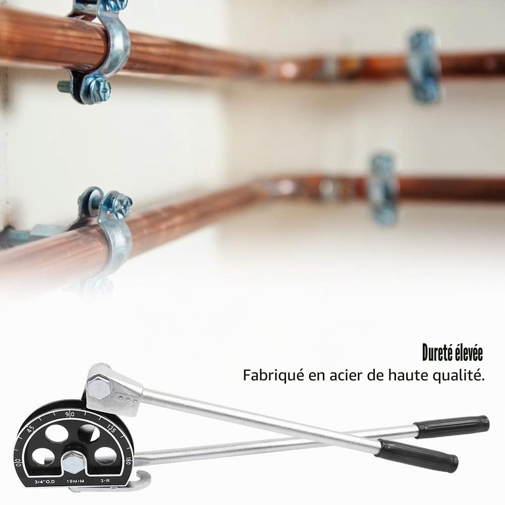 Outil à Main de Cintreuse de Tuyaux de 19 Mm 3/4 Pouces 180 ° en Acier + Alliage D'Aluminium Cintreuse de Tubes Manuelle de Haute dureté pour Plier des Tubes en Cuivre et en
