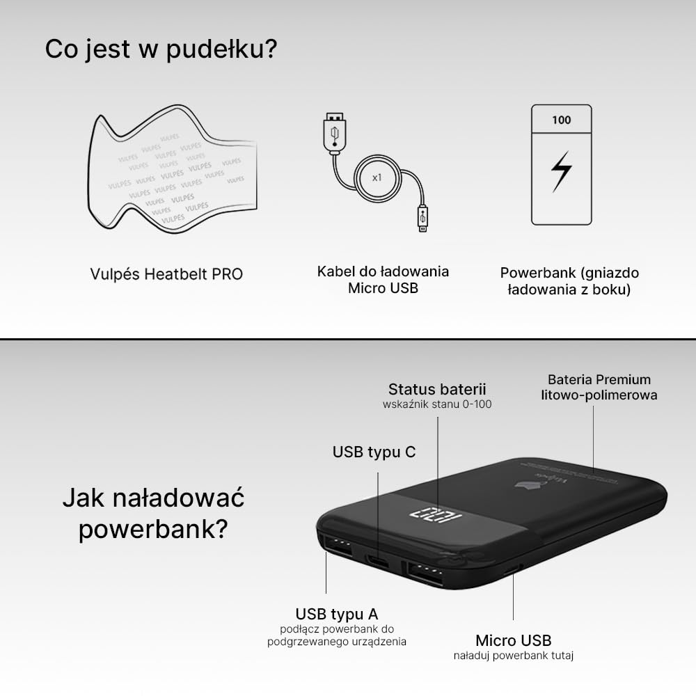 Vulpés HeatBelt Pro 10 – inteligentny pas grzewczy na podczerwień | urządzenie medyczne do pleców, nerek i miednicy | sterowanie za pomocą smartfona | organiczny materiał z bambusa