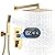 Shower Faucet Set with Hydro Power Temperature Display, Shower System Bathroom 10 Inches Shower Head with Handheld Spray, Wall Mounted Shower Fixtures with Shower Valve and Trim Kit, Brushed Gold