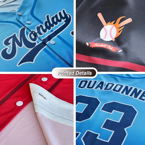 Camiseta personalizada de béisbol – nombre, número y logo personalizados, jersey con botones divisibles para hombres, mujeres, jóvenes y niños pequeños miniatura 4