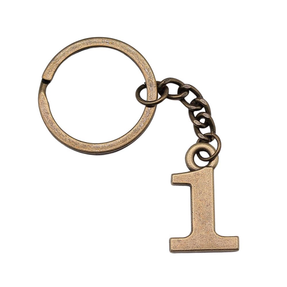 Wysiwyg Unisex A03-1Pcs-26X16mm 1Pcs 26X16mm Number 1 Charms Keyrings Antique Bronze Color Zinc Alloy Ring Size 28Mm
