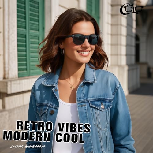 CGID Retro Polarized Sunglasses Men Womens Square Frame Black Shades UV400 - image 3