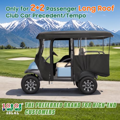 10L0L 4 Passenger Golf Cart Enclosure for Club Car Precedent/Onward-94.5'' Extended Roof with Security Side Mirror Openings,600D Waterproof Portable Golf Cart Rain Cover Driving Enclosure - image 2