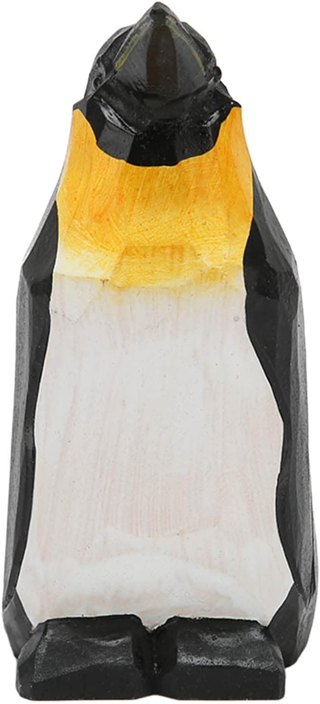 Penguin Statue Wooden Penguin Figurine Wooden Animal Statue Decor for Dining Table Office Crafts Desktop Home Decoration New Year Gift Ornament (Black)