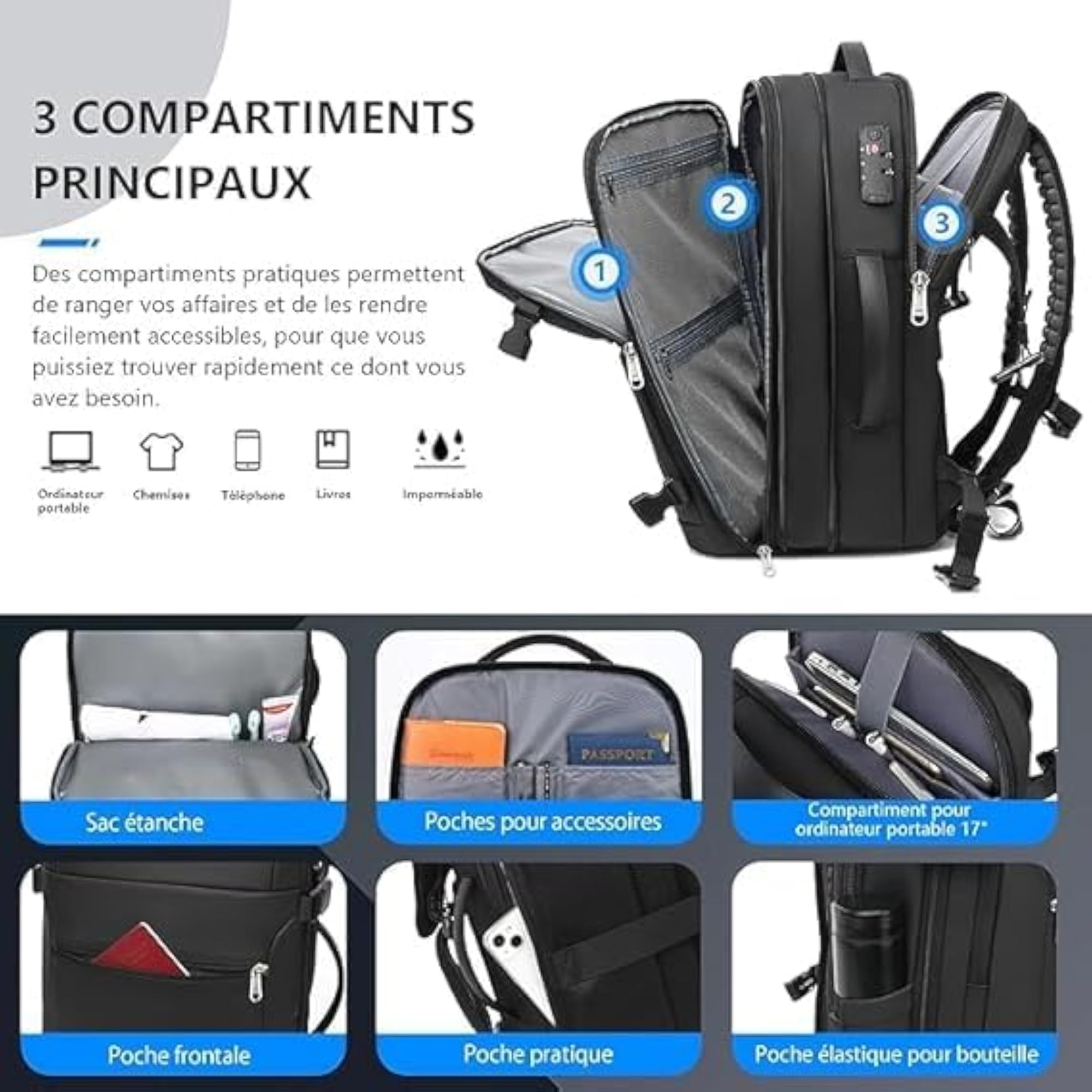Vacuum Backpack, 60L Expandable Hand Luggage Backpack