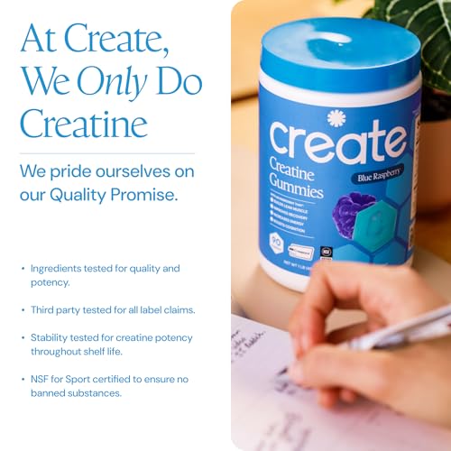 Image of Create Creatine Monohydrate Gummies for Women and Men, Blue Raspberry, 90ct