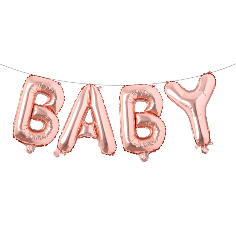 16 Inch Baby Letter Balloons Multicolor Foil Balloons BABY Balloons, 4 Pcs Foil Aluminum Balloon for kids Birthday, Baby Shower, Wedding, Gender Reveal Party Decorations (BABY Rose Gold)