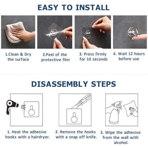 Image of 24 Pack Self-Adhesive Non-Slip Wall Hooks Sticky Hook for Kitchen Bathroom Clothes Office Hanger for Hanging Coat Cloth Towel Key Decorations