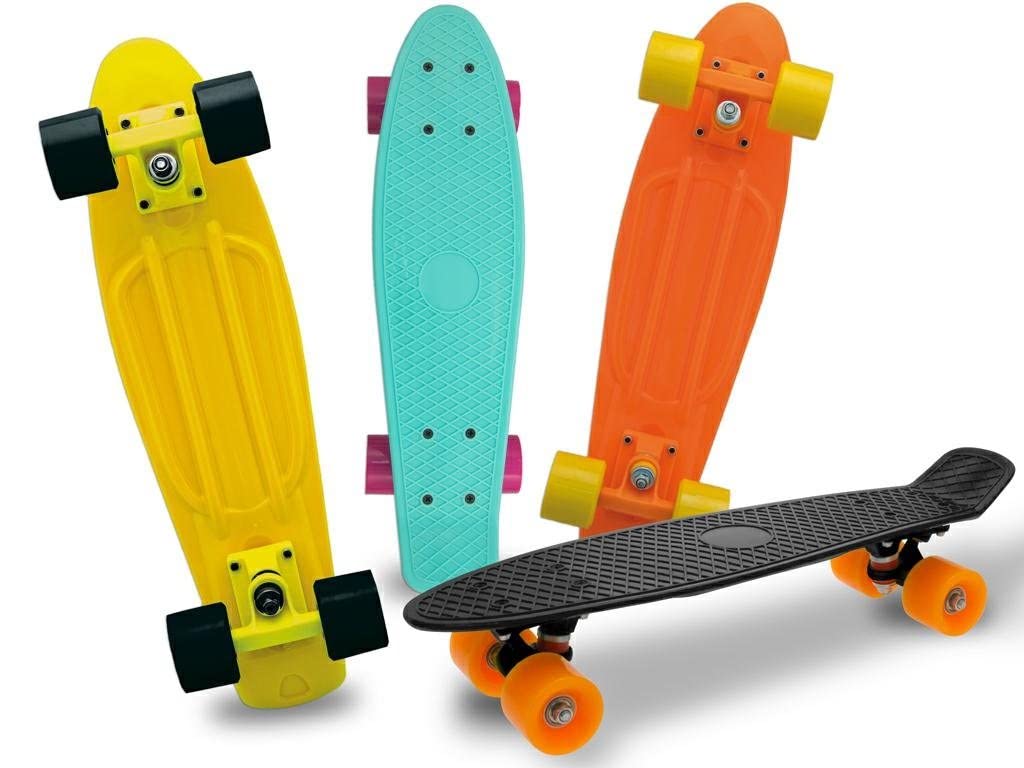 Teorema - Skateboard per Bambini Color Fluo, Pedana 57cm, Telaio in PVC, Ruote 60X45mm, Cuscinetti ABEC-5, Portata Massima 50 Kg
