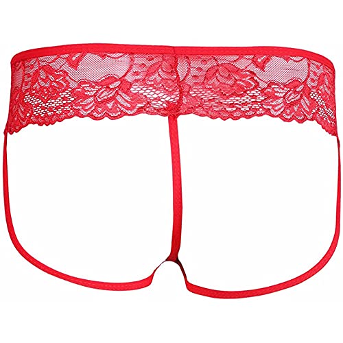 Men's Sissy Panties Lace Floral G String Thong T-Back Garter Pants Underwear2