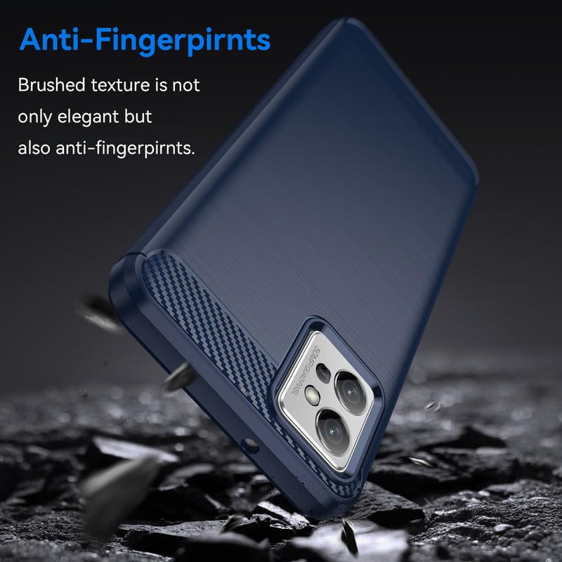 Image of Hybrid Carbon Fiber Back Case for Moto G32 (Blue)