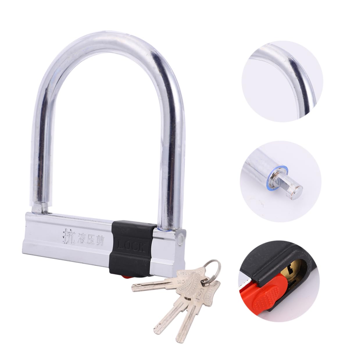 Antivol en U pour Vélo et Moto, Acier Inoxydable Argenté, Résistance Hydraulique, Haute Sécurité, pour Extérieur et Protection Anti-vol