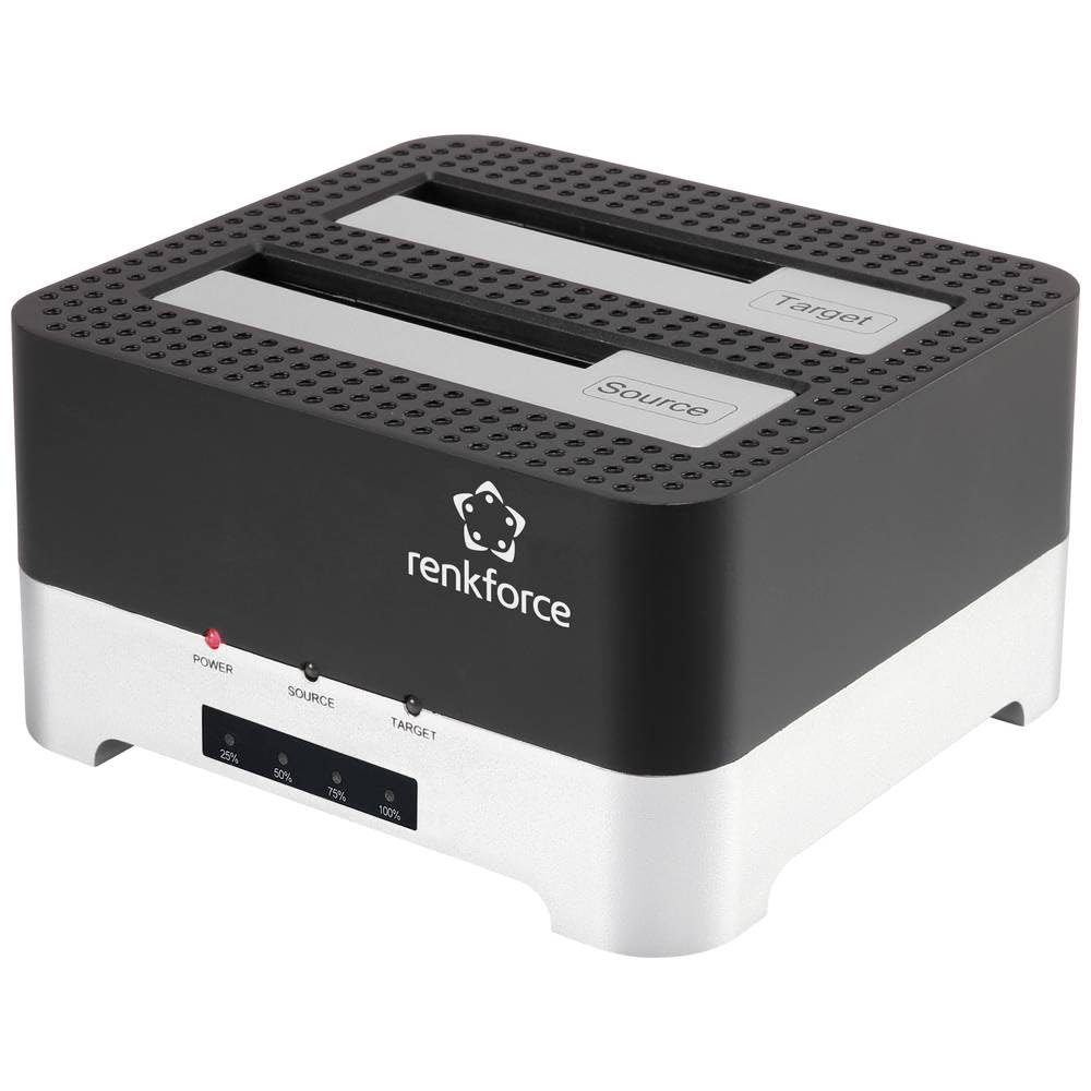 RenkforceRF-DOCKING-02 USB 3.2 Gen 1 (USB 3.0) SATA 6 Gb/s 2 Port Hard Drive Copier Station 2.5 Inch 3.5 Inch with Clo
