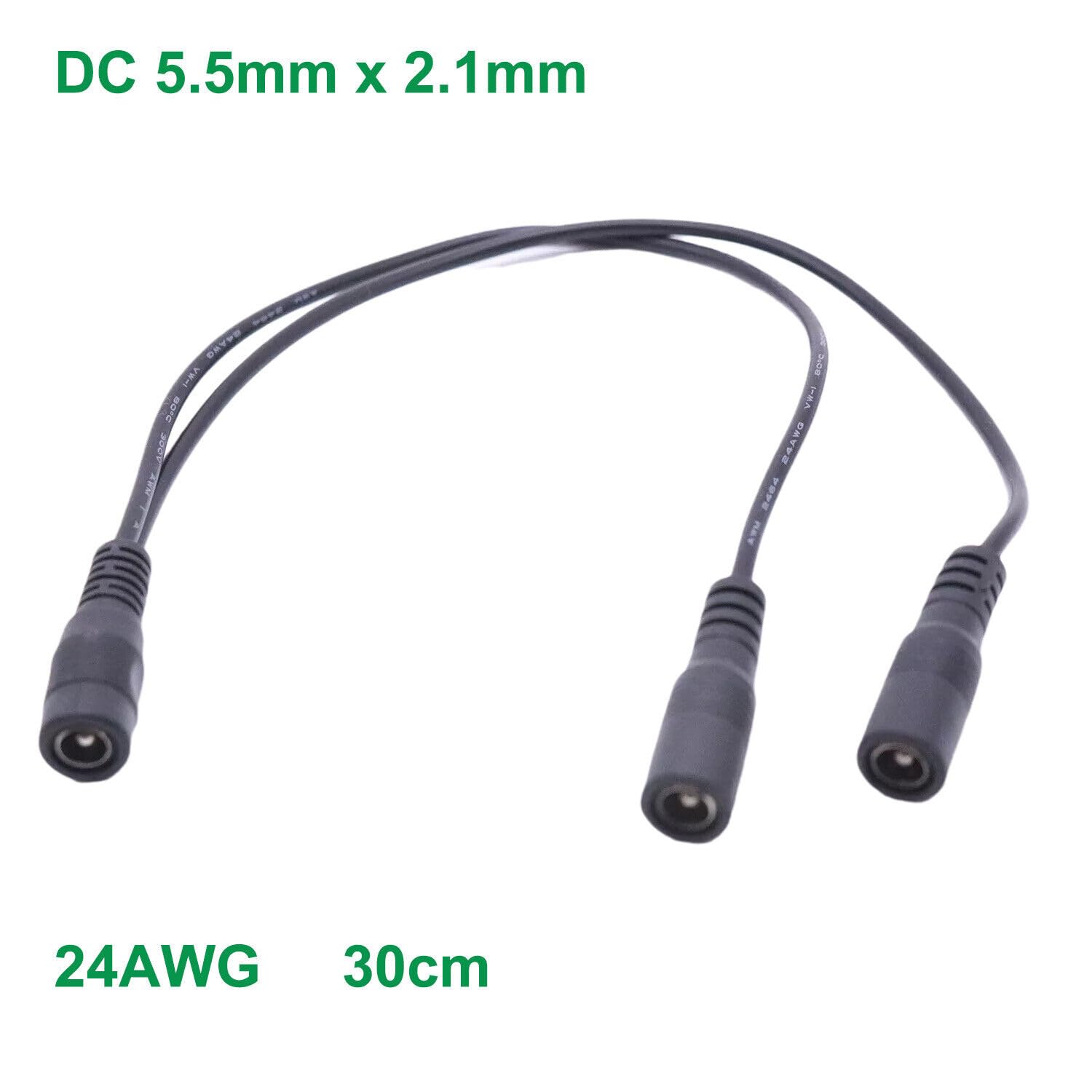 10x CCTV DC Power Plug Jack Connector 5.5mm x 2.1mm Male Right Angle Cable 30cm