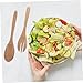 Ciieeo 1set Wood Salad Serving Round Spoon Fork Natural Finish for Home Restaurant Parties Heat Insulated Smooth Safe for All Ages
