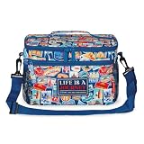 Legami - Borsa termica per il pranzo, tema Travel Stickers, borsa termica per il pranzo, grande capienza 7,7 litri, tracolla regolabile, 28 x 17 x 15 cm