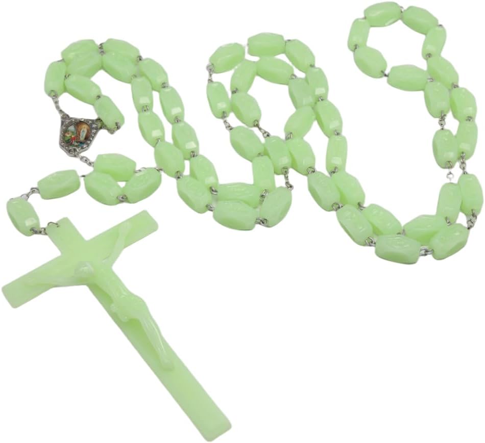 RICHRAIN Large Wall Cross Rosary Hanging Prayer Glow in the Dark