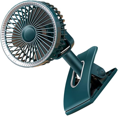 PartyKindom Ventilador pequeño de escritorio con abrazadera USB, ventilador de batería, ventilador alimentado por USB, ventilador de escritorio