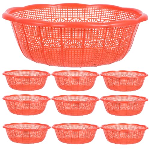 MAGICLULU 10-Pack Plastic Drain Basket 9.05-Inch Multi-Functional Kitchen Colander for Rice Washing and Vegetable Straining with Comfortable Grip